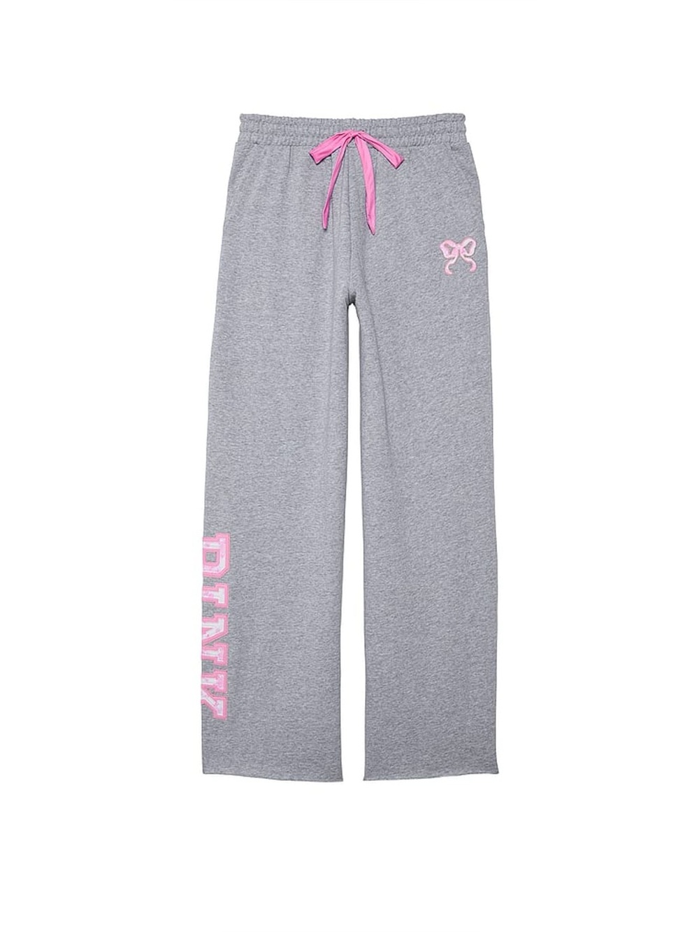 VS PINK X LOVESHACKFANCY WIDE LEG CAMPUS SWEATPANTS HEATHER GRAY FLORAL RARE XL